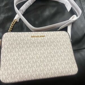Michael Kors Cream Monogram Crossbody Bag